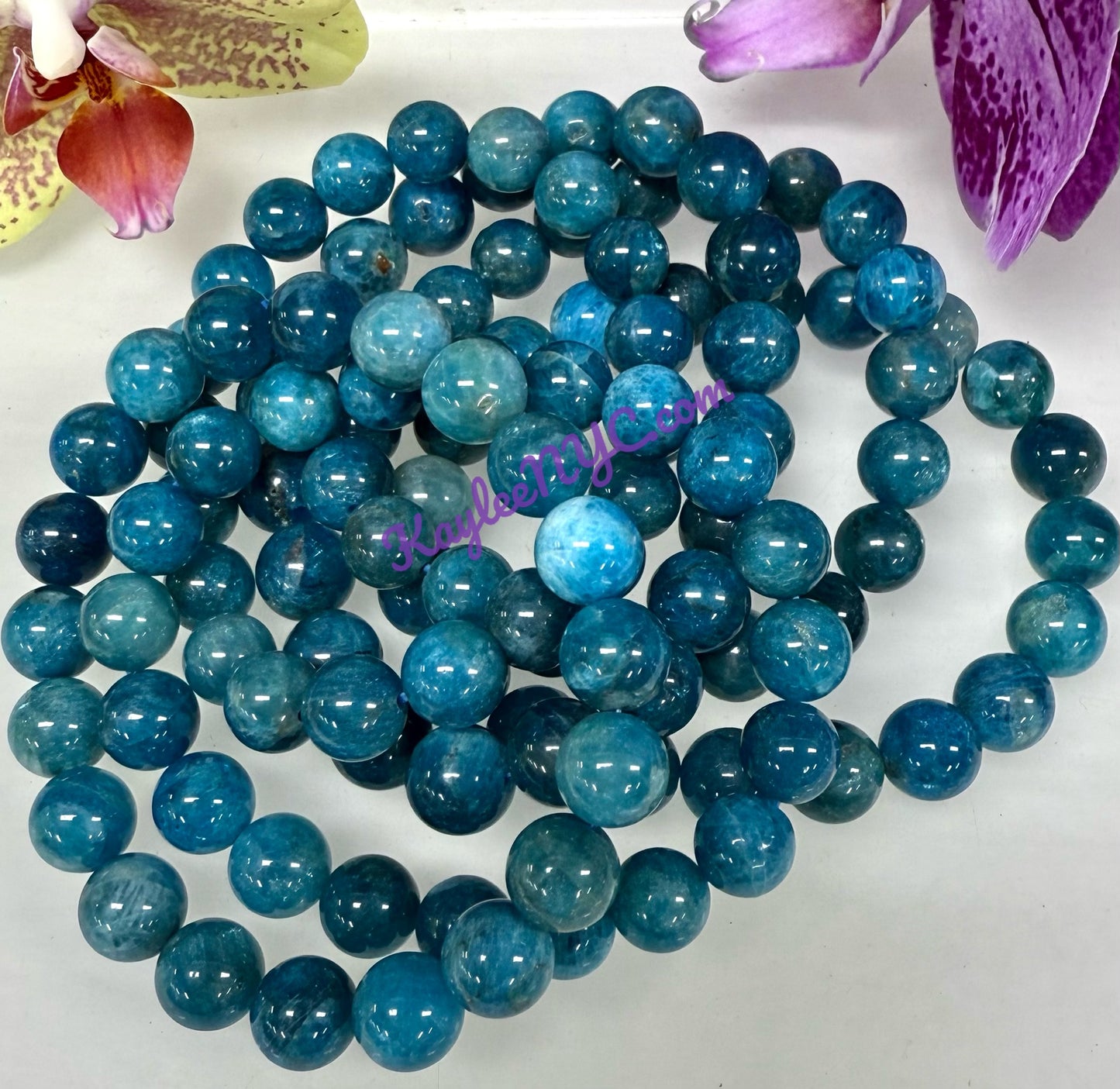 Wholesale 6 Pcs Natural Apatite 10mm 7.5" Crystal Healing Stretch Bracelet