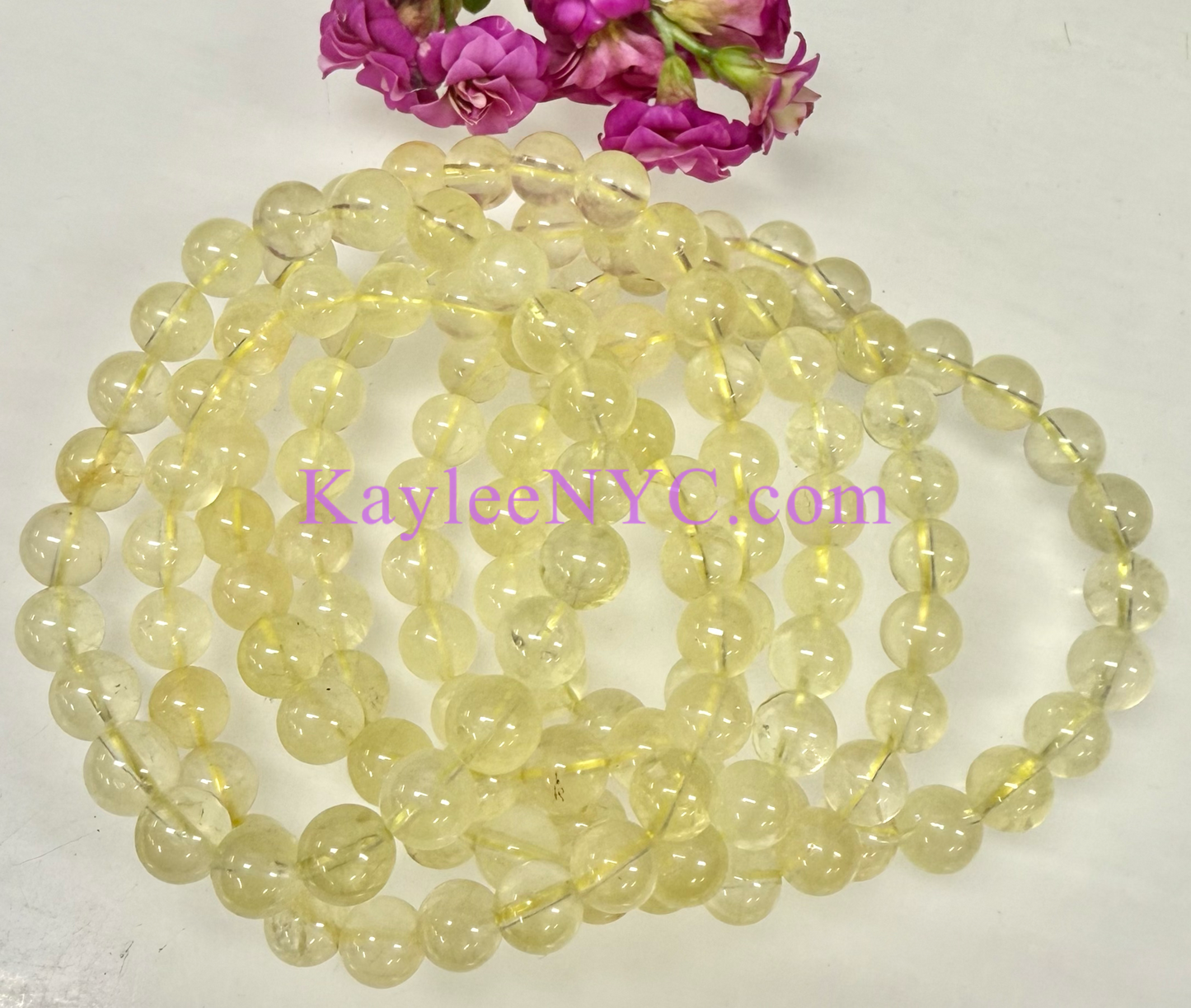 Wholesale 6 Pcs Natural Lemon Quartz 8mm 7.5” Crystal Healing Stretch Bracelet