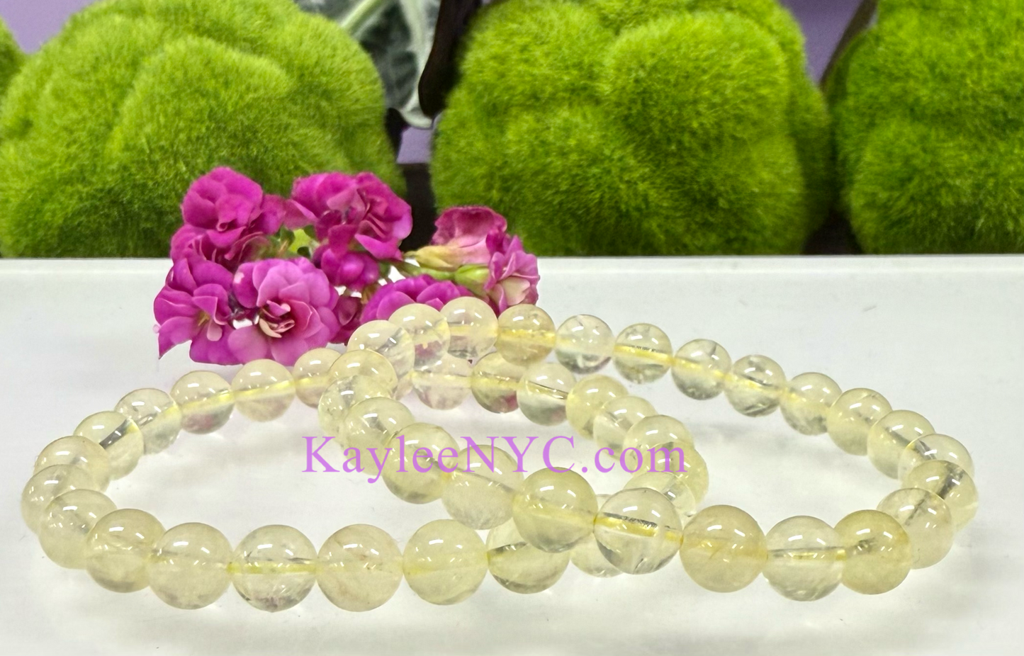 Wholesale 6 Pcs Natural Lemon Quartz 8mm 7.5” Crystal Healing Stretch Bracelet