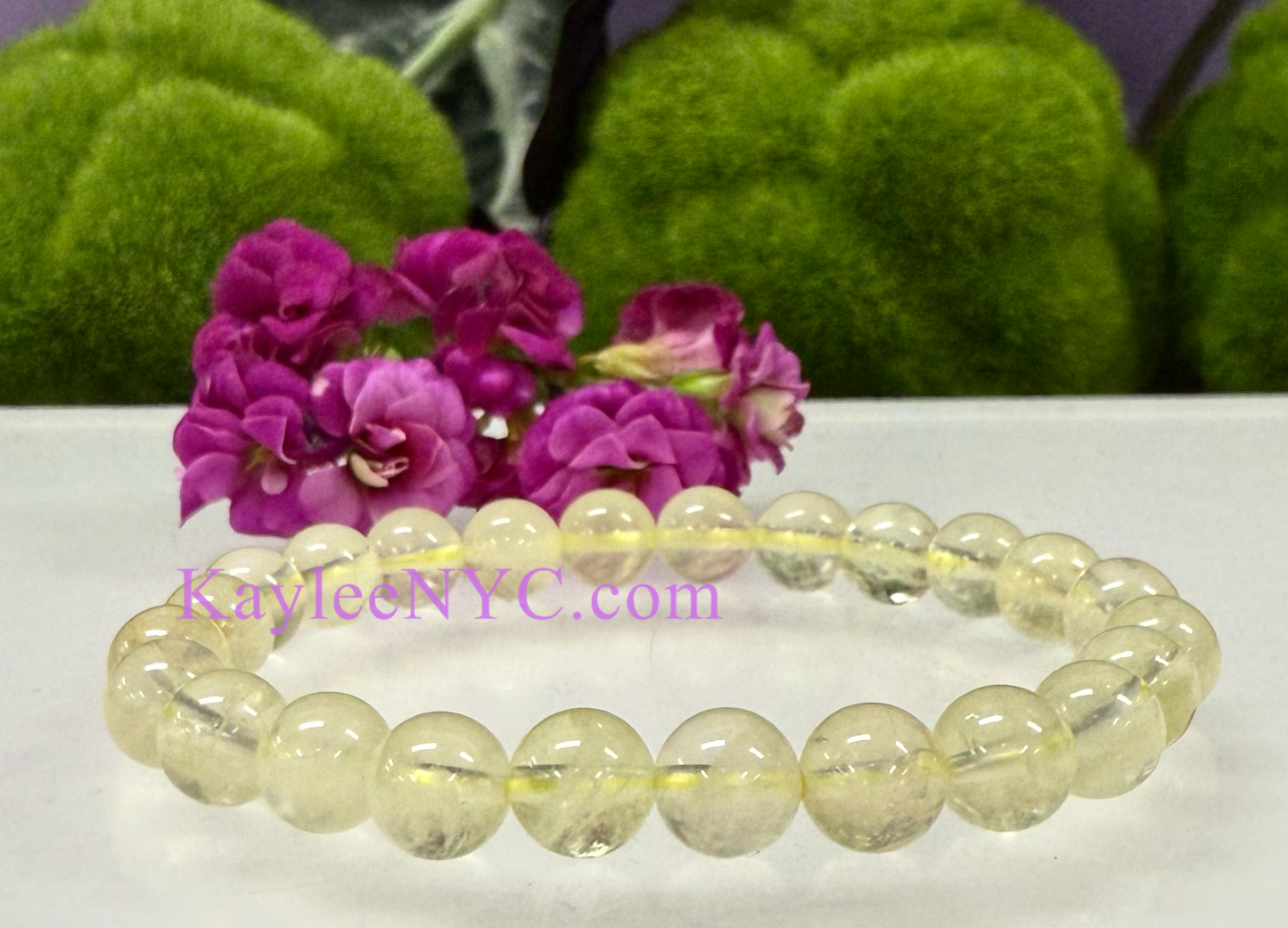 Wholesale 6 Pcs Natural Lemon Quartz 8mm 7.5” Crystal Healing Stretch Bracelet