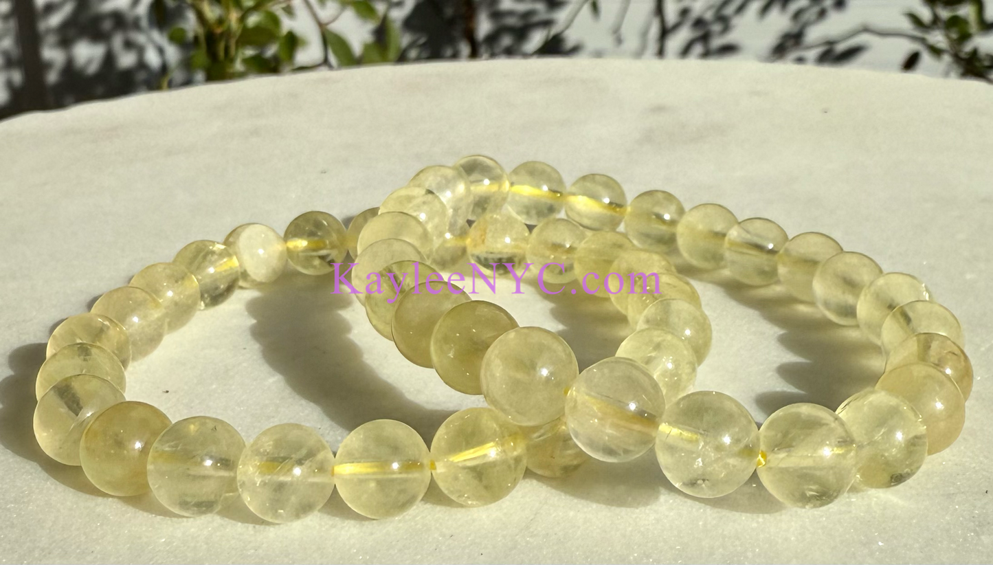 Wholesale 6 Pcs Natural Lemon Quartz 8mm 7.5” Crystal Healing Stretch Bracelet