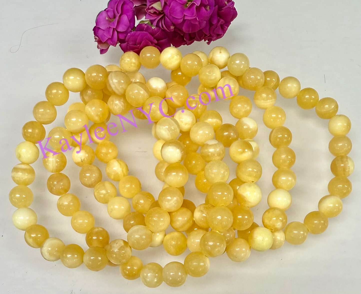 Wholesale 6 Pcs Natural Orange Calcite 8mm 7.5” Crystal Healing Stretch Bracelet