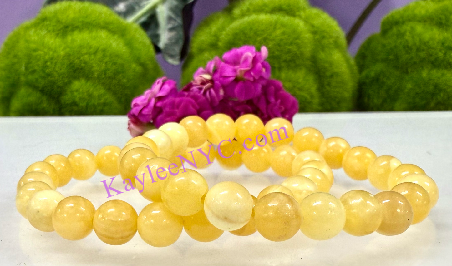 Wholesale 6 Pcs Natural Orange Calcite 8mm 7.5” Crystal Healing Stretch Bracelet