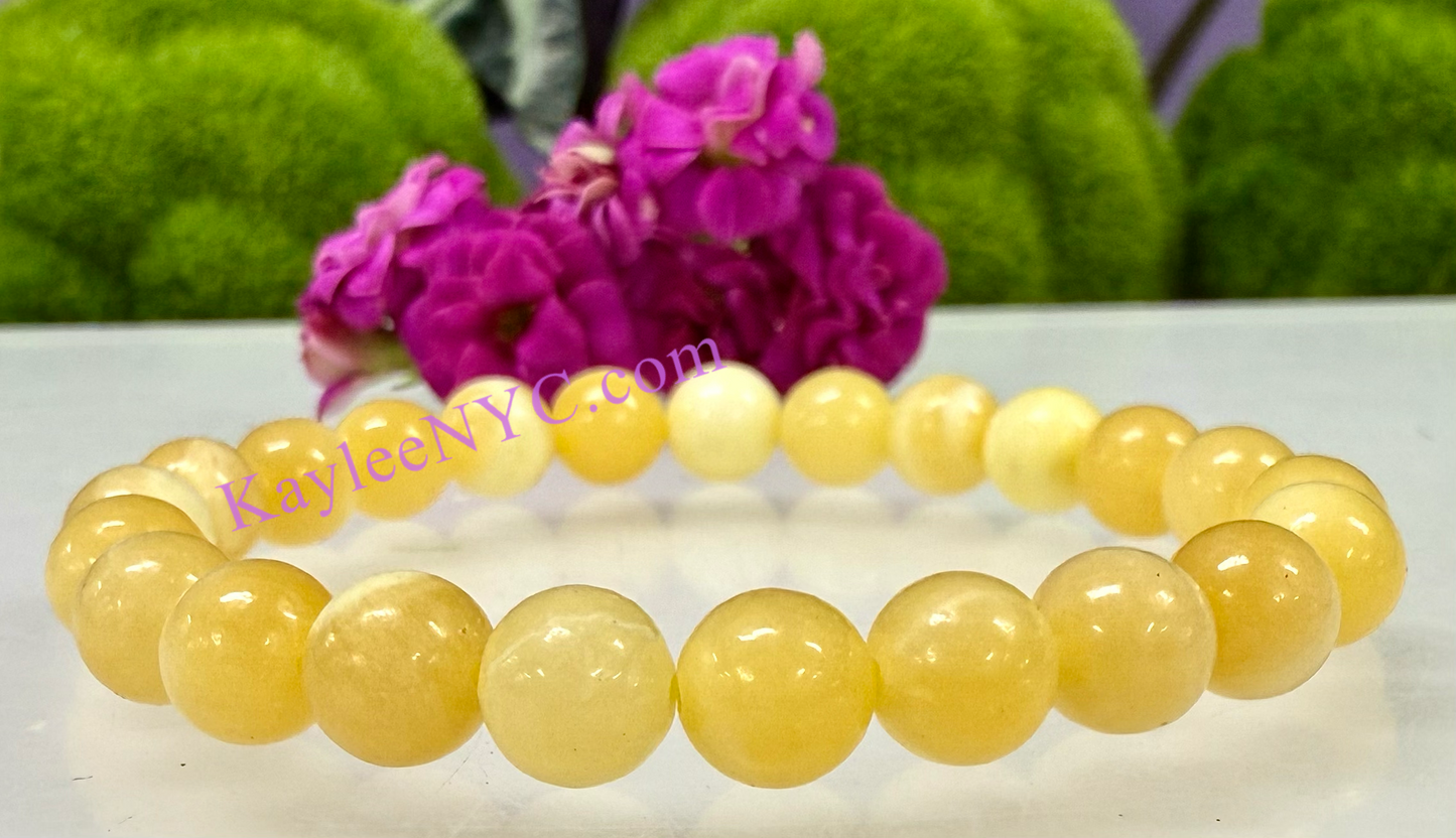 Wholesale 6 Pcs Natural Orange Calcite 8mm 7.5” Crystal Healing Stretch Bracelet