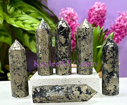 Wholesale Lot 2 lbs Natural Black Pyrite Obelisk Tower Point Crystal Healing