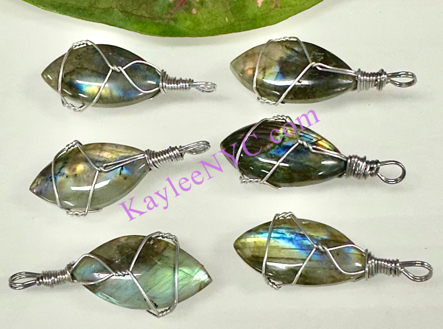 Wholesale Lot 6 Pcs Natural Labradorite Wire Wrapped Pendant healing energy