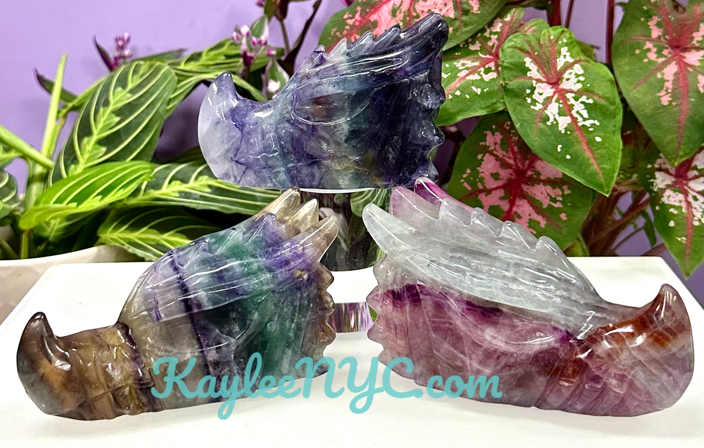 3 PCs Natural Fluorite Dragon Head