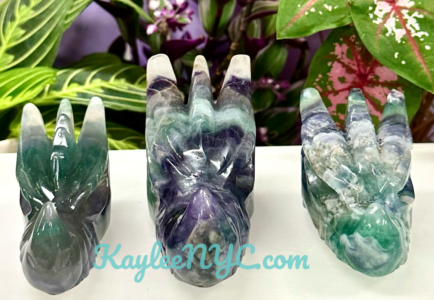 3 PCs Natural Fluorite Dragon Head