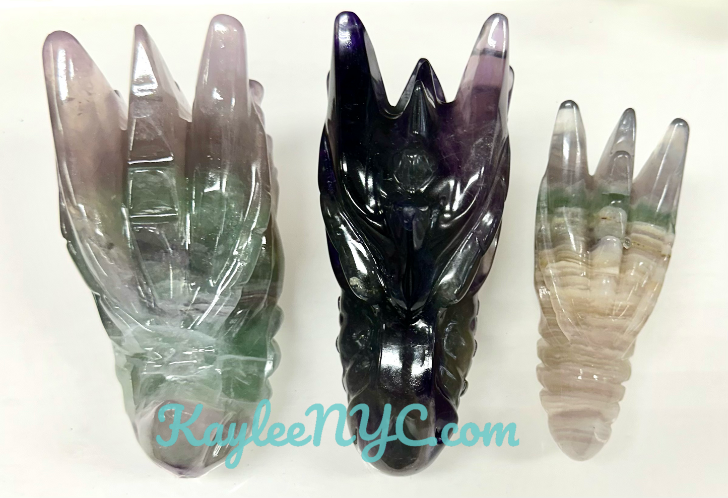 3 PCs Natural Fluorite Dragon Head