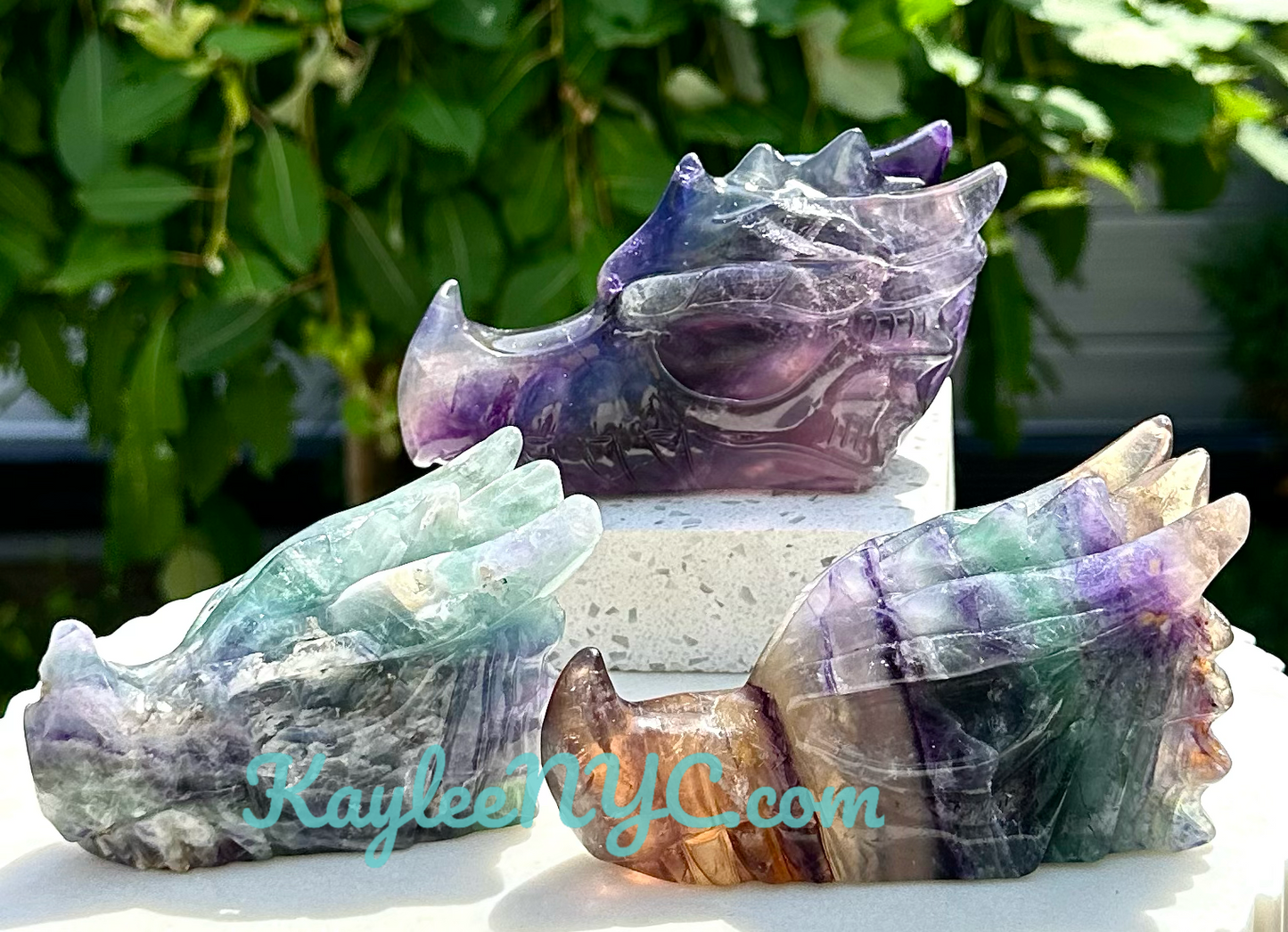 3 PCs Natural Fluorite Dragon Head