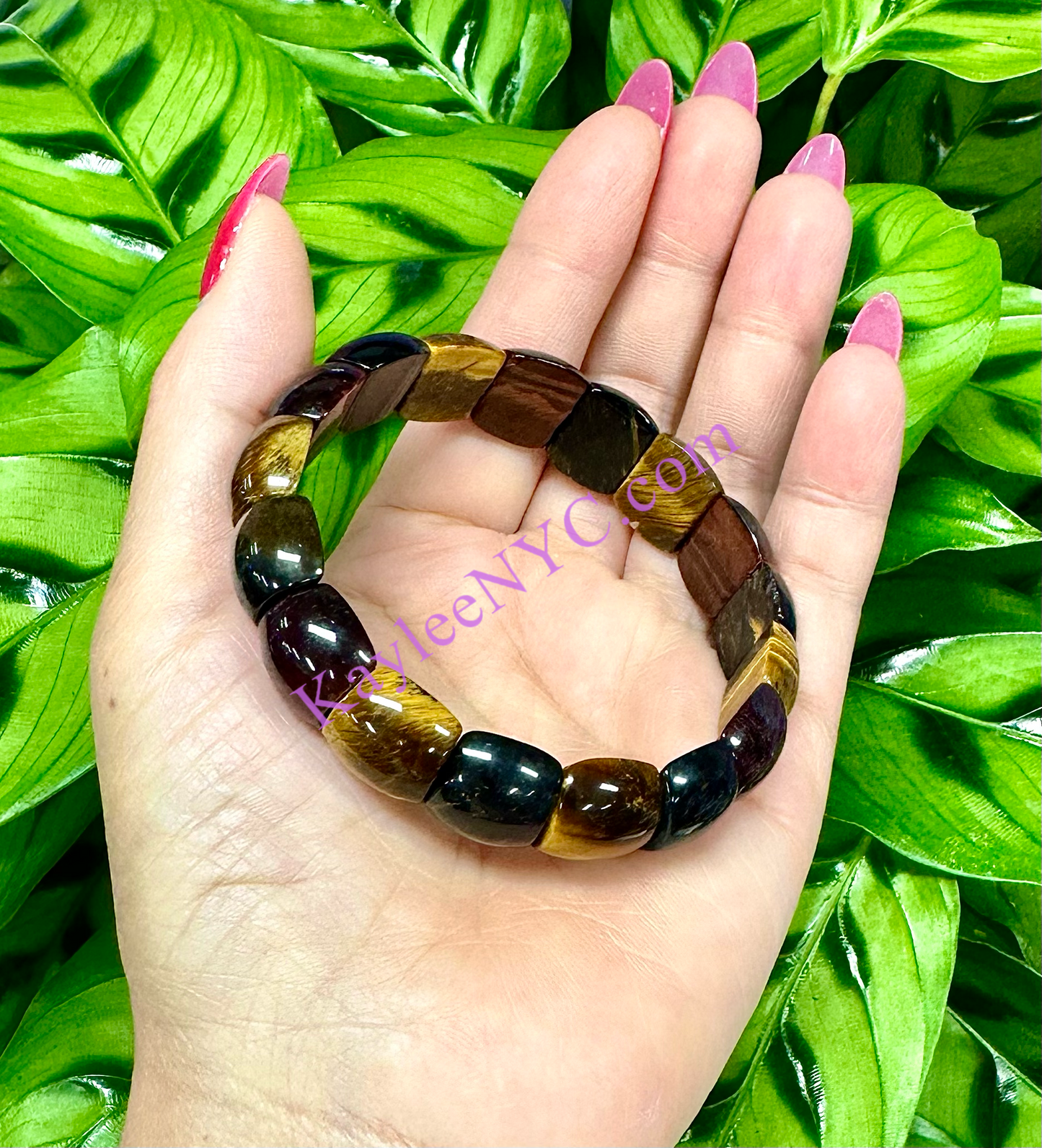 6 Pcs 15mm Natural Mix Tiger Eye Stretch Bracelet 7.5” Crystal Healing Energy