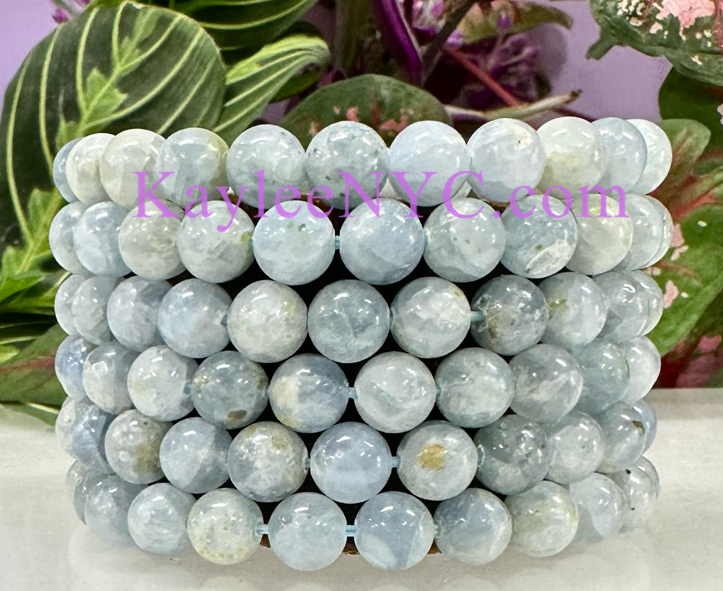 Wholesale 6 Pcs Natural Celestite 8mm 7.5” Crystal Healing Stretch Bracelet