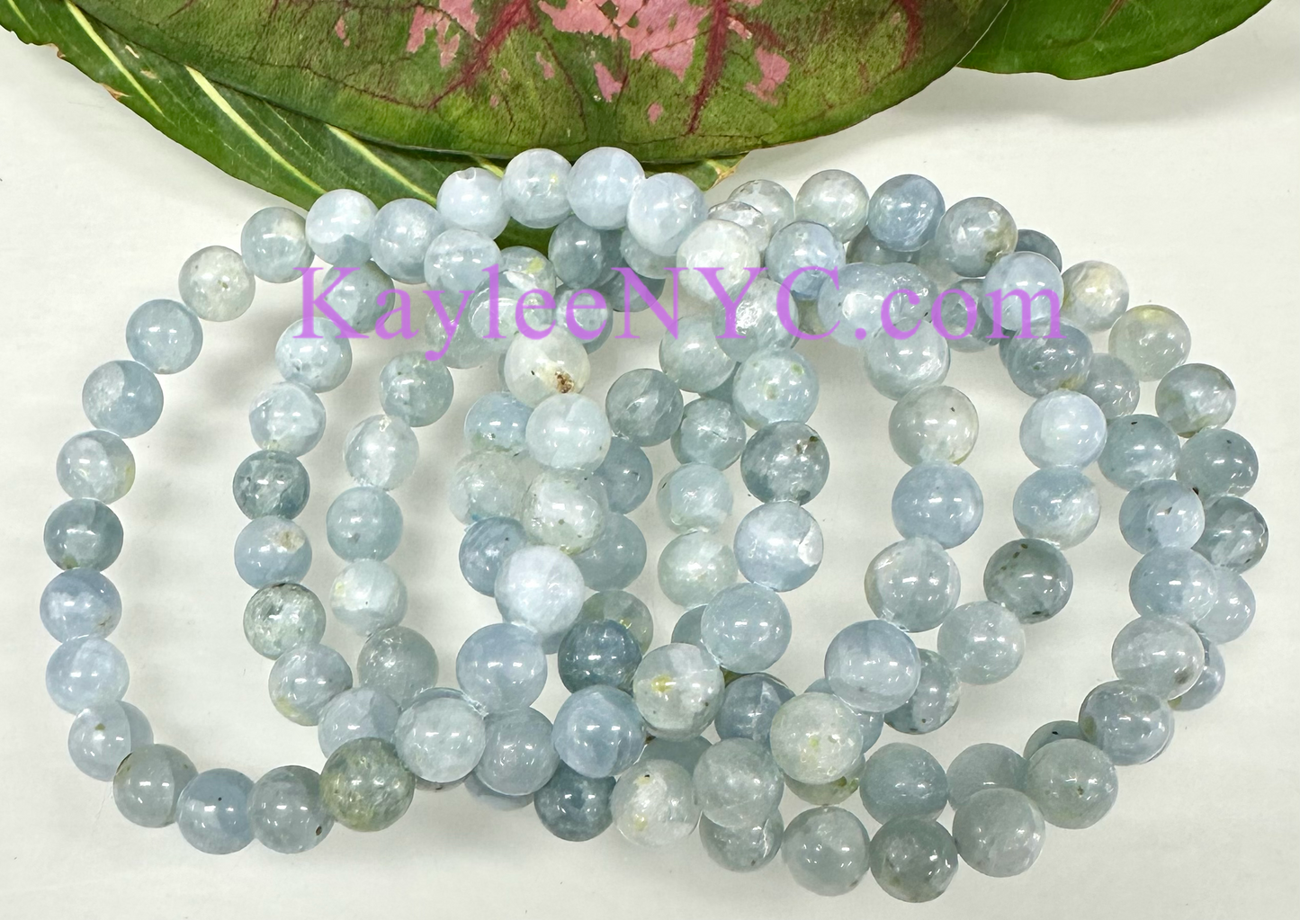 Wholesale 6 Pcs Natural Celestite 8mm 7.5” Crystal Healing Stretch Bracelet