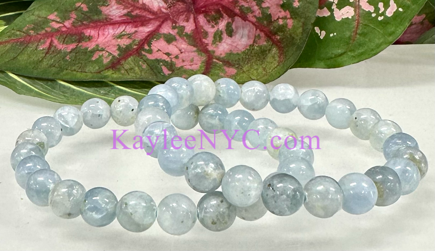 Wholesale 6 Pcs Natural Celestite 8mm 7.5” Crystal Healing Stretch Bracelet