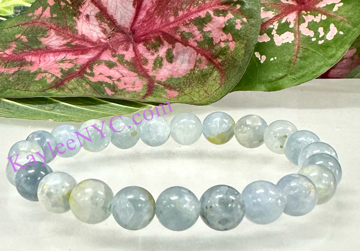 Wholesale 6 Pcs Natural Celestite 8mm 7.5” Crystal Healing Stretch Bracelet