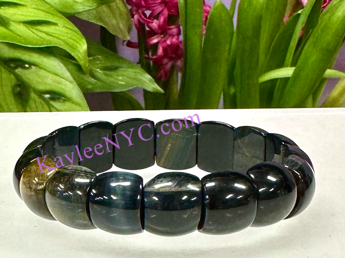 6 Pcs 15mm Natural Blue Tiger Eye Stretch Bracelet 7.5” Crystal Healing Energy