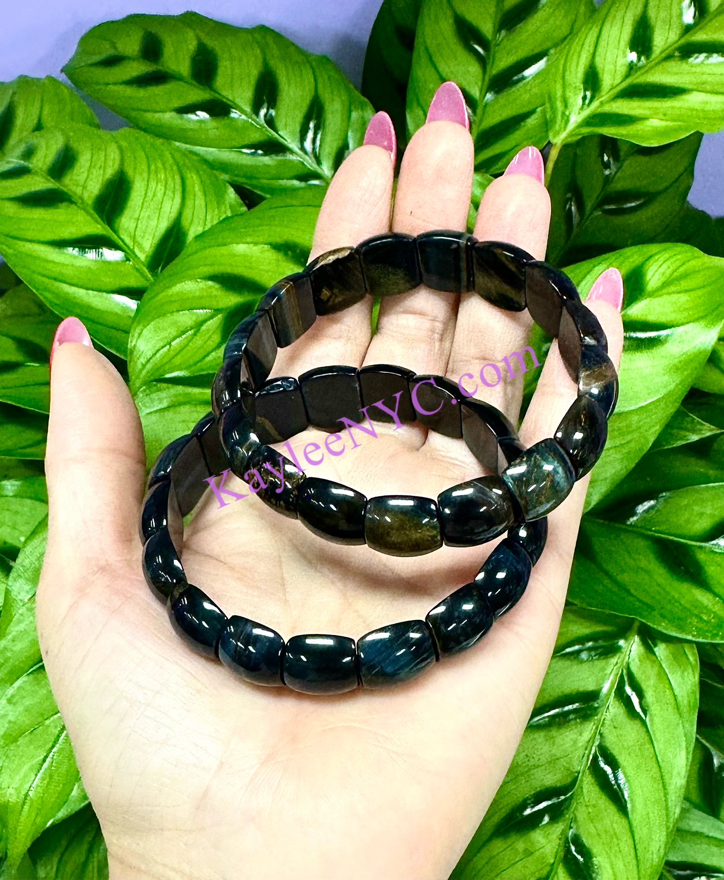 6 Pcs 15mm Natural Blue Tiger Eye Stretch Bracelet 7.5” Crystal Healing Energy