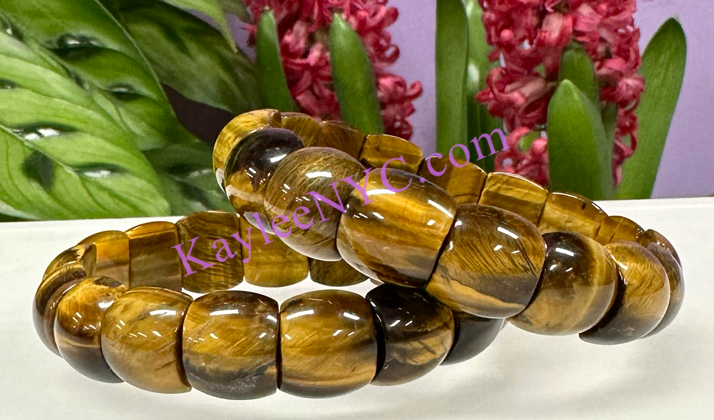 6 Pcs 15mm Natural Tiger Eye Stretch Bracelet 7.5” Crystal Healing Energy