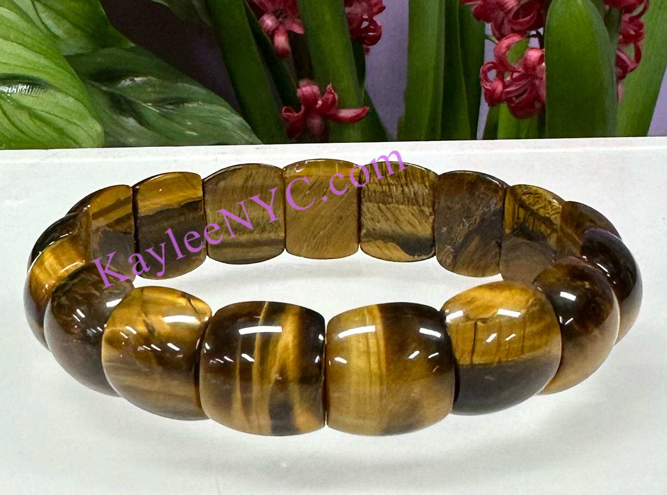 6 Pcs 15mm Natural Tiger Eye Stretch Bracelet 7.5” Crystal Healing Energy