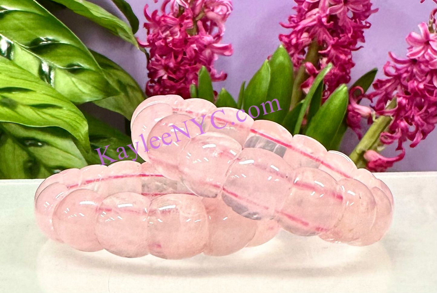 6 Pcs 15mm Natural Rose Quartz Stretch Bracelet 7.5” Crystal Healing Energy