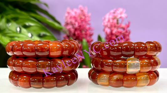 6 Pcs 15mm Natural Carnelian Stretch Bracelet 7.5” Crystal Healing Energy