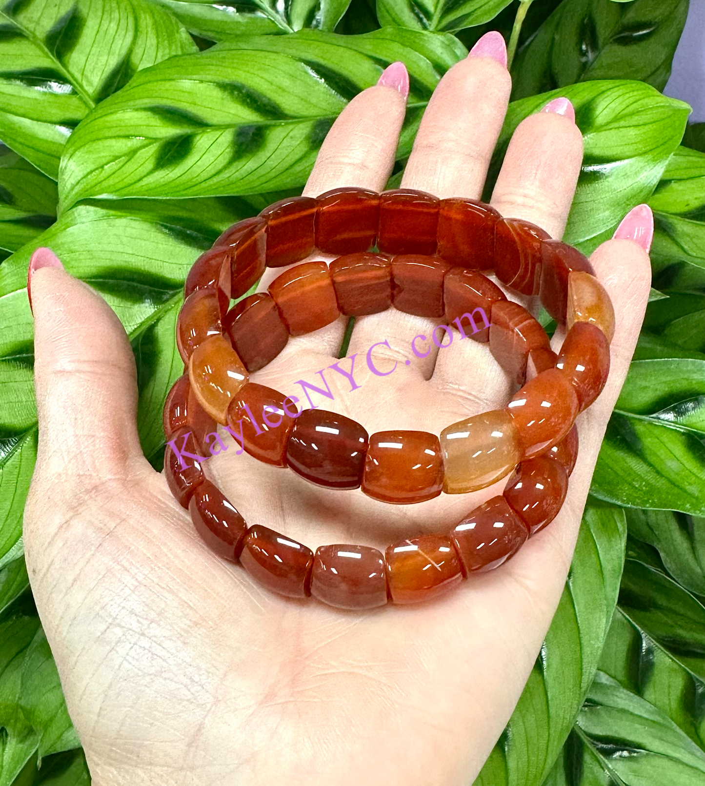 6 Pcs 15mm Natural Carnelian Stretch Bracelet 7.5” Crystal Healing Energy