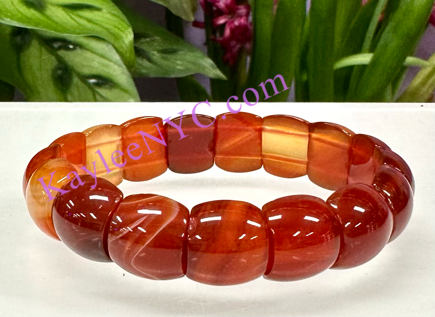 6 Pcs 15mm Natural Carnelian Stretch Bracelet 7.5” Crystal Healing Energy