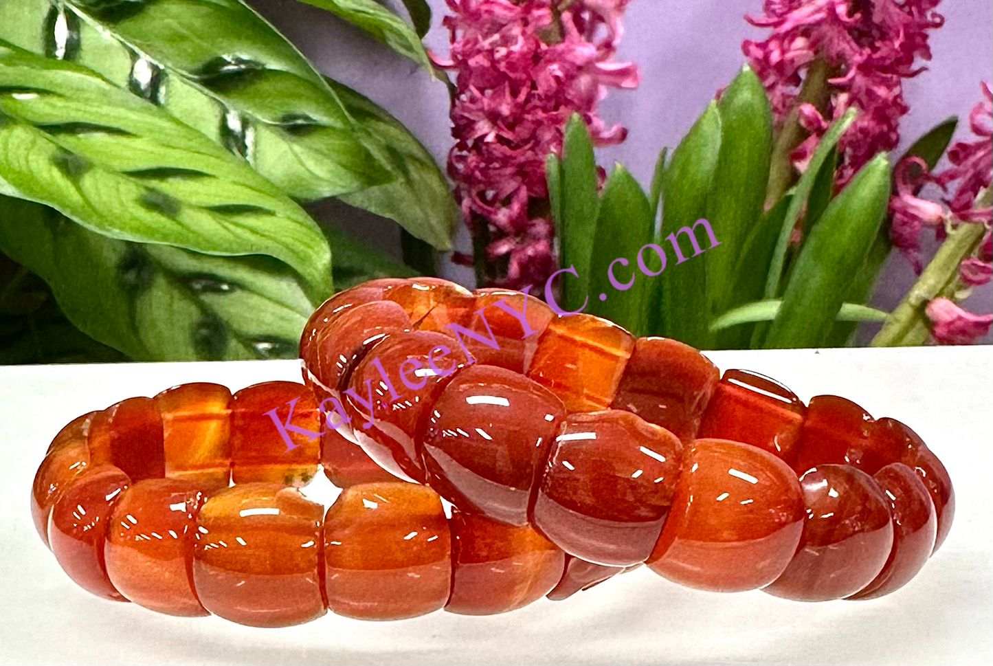 6 Pcs 15mm Natural Carnelian Stretch Bracelet 7.5” Crystal Healing Energy