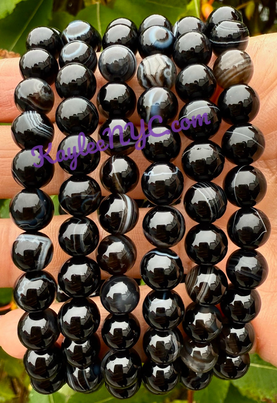 Wholesale 6 Pcs Natural Onyx 8mm 7.5” Crystal Healing Stretch Bracelet