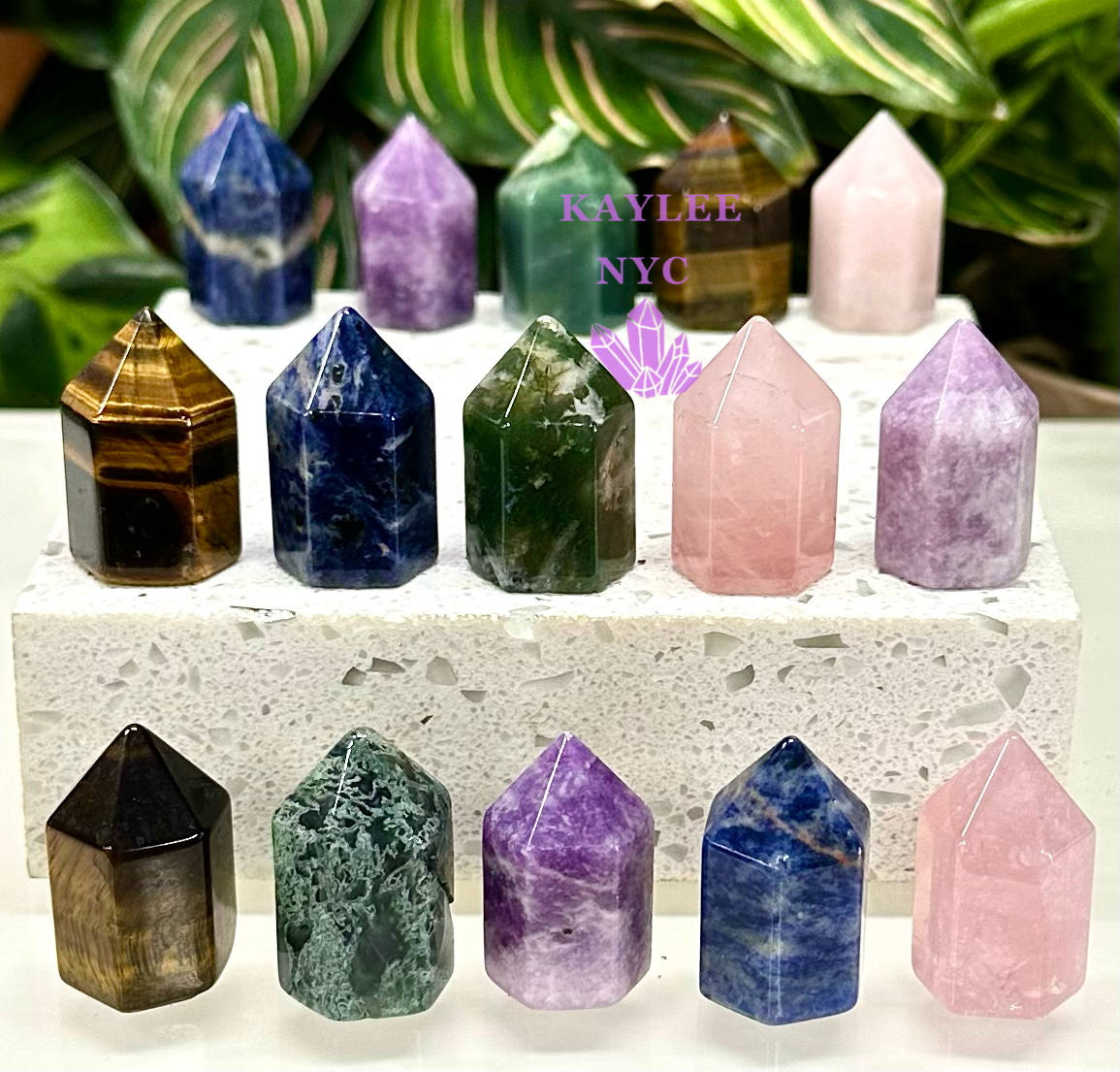 15 PCs Natural Mix Crystal Mini Obelisk Tower Point