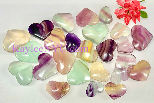 Wholesale 1 lb Lot Natural Candy Fluorite Heart Crystal Energy