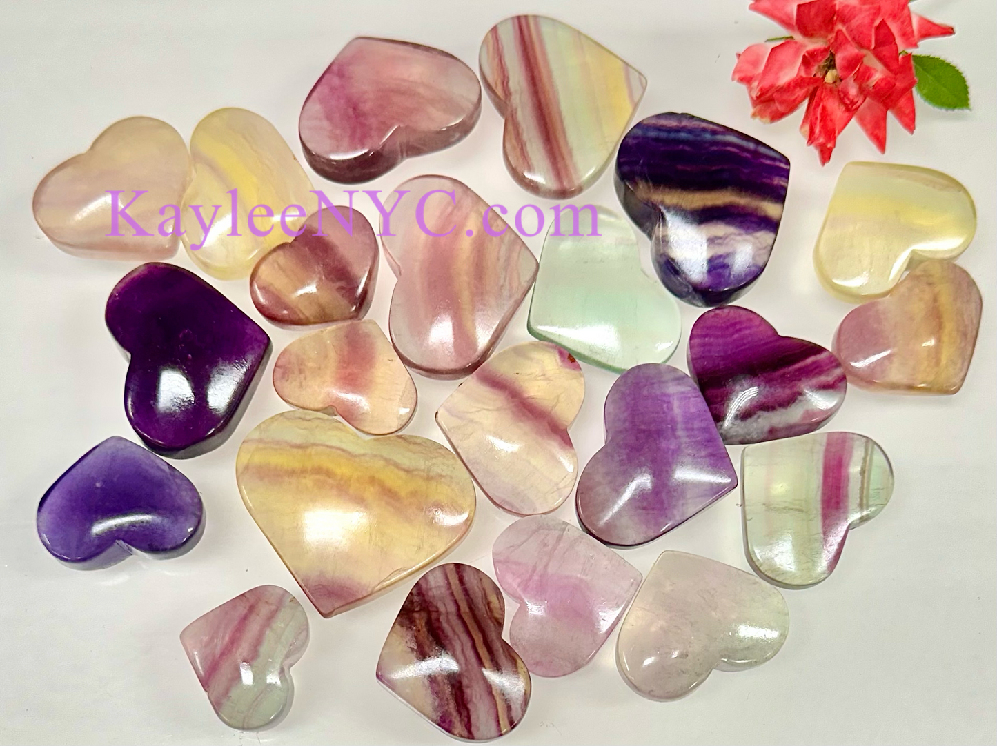 Wholesale 1 lb Lot Natural Candy Fluorite Heart Crystal Energy