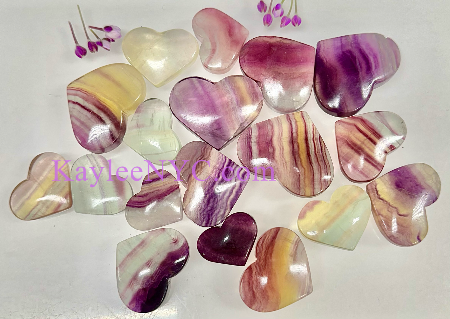 Wholesale 1 lb Lot Natural Candy Fluorite Heart Crystal Energy