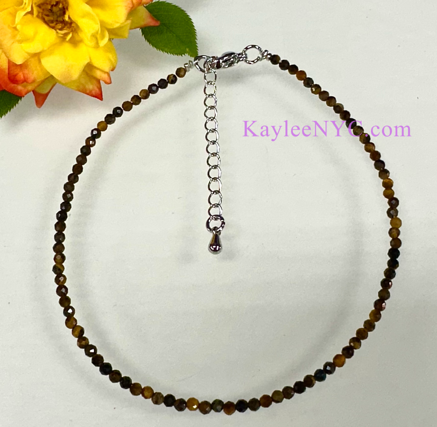 6 PCs 2mm Natural Tiger Eye Anklets Crystal Healing Energy