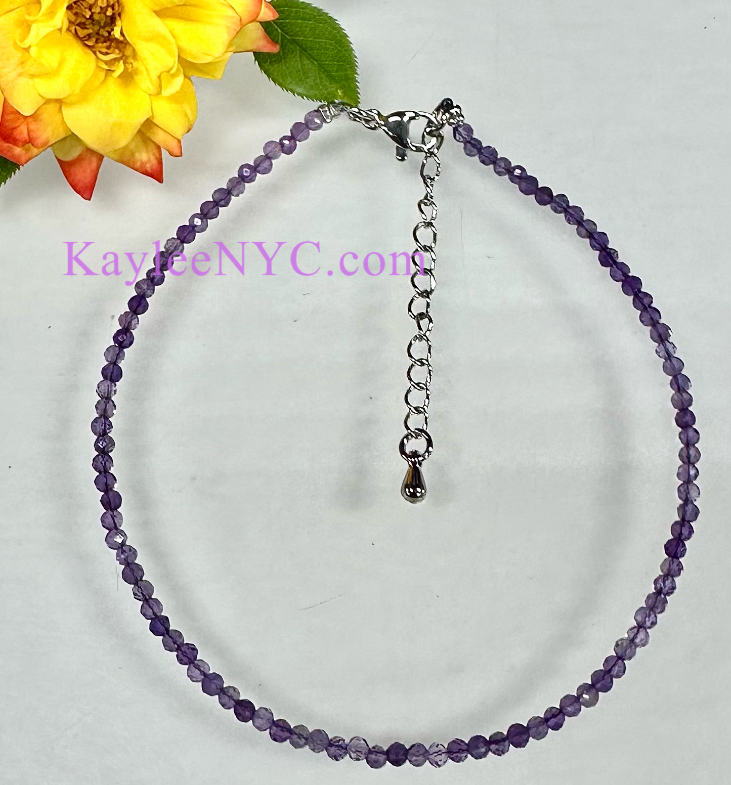 M6 PCs 2mm Natural Amethyst Anklets Crystal Healing Energy