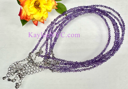 M6 PCs 2mm Natural Amethyst Anklets Crystal Healing Energy