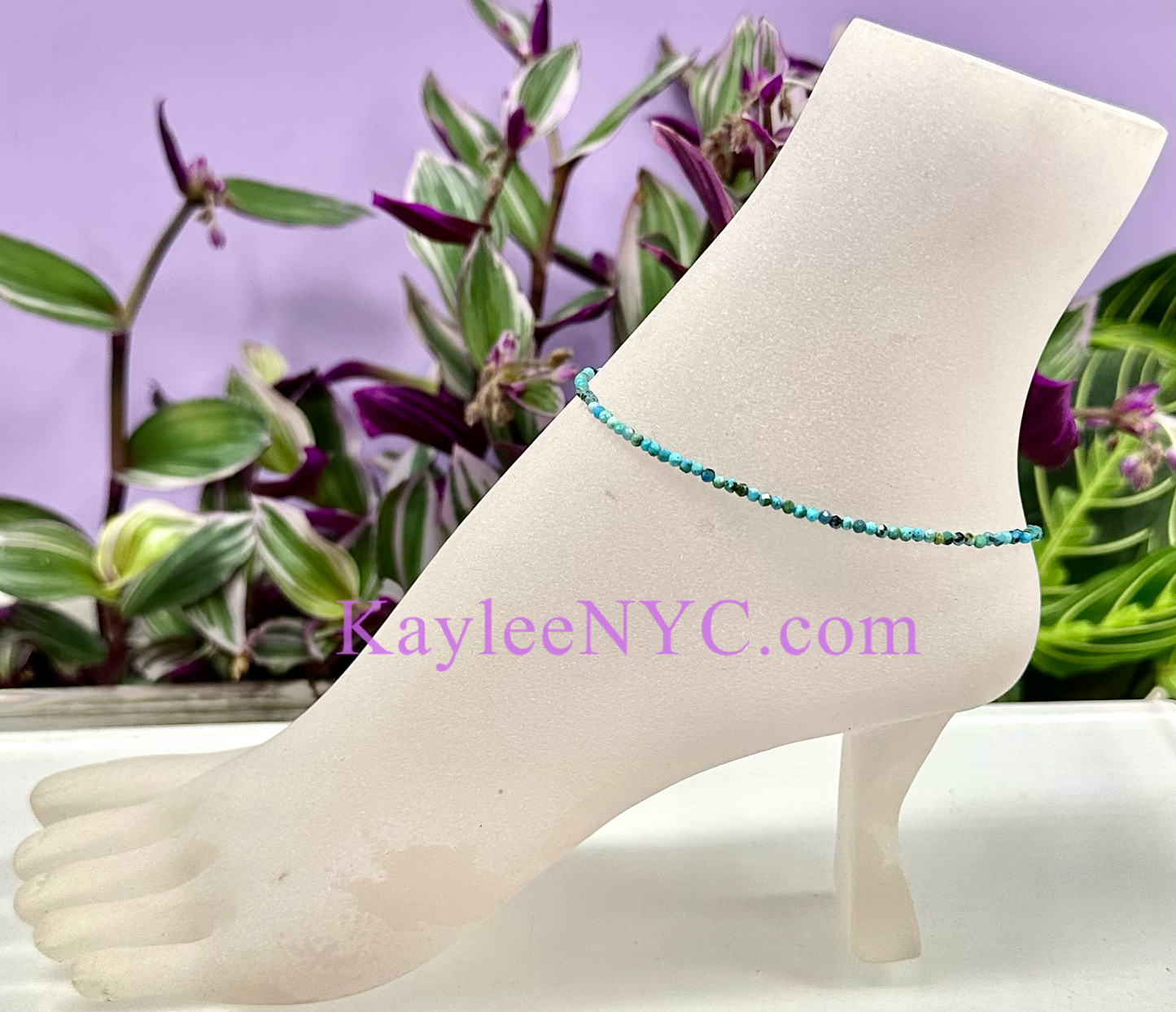 6 PCs 2mm Natural Blue Opal Anklets Crystal Healing Energy