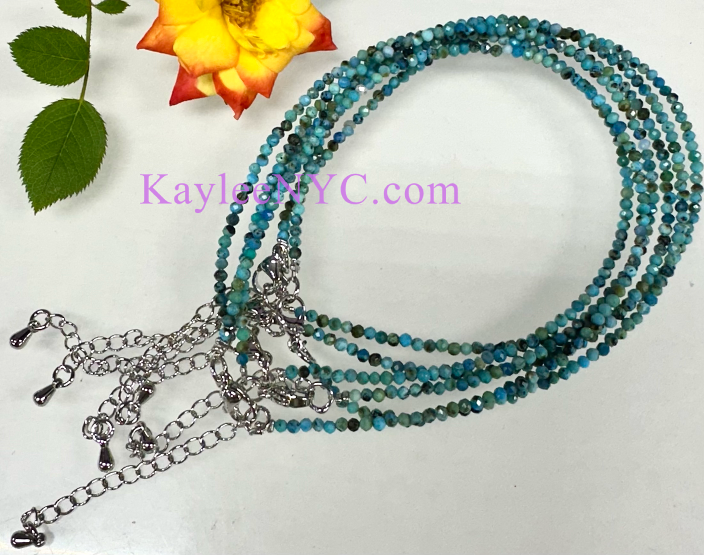 6 PCs 2mm Natural Blue Opal Anklets Crystal Healing Energy