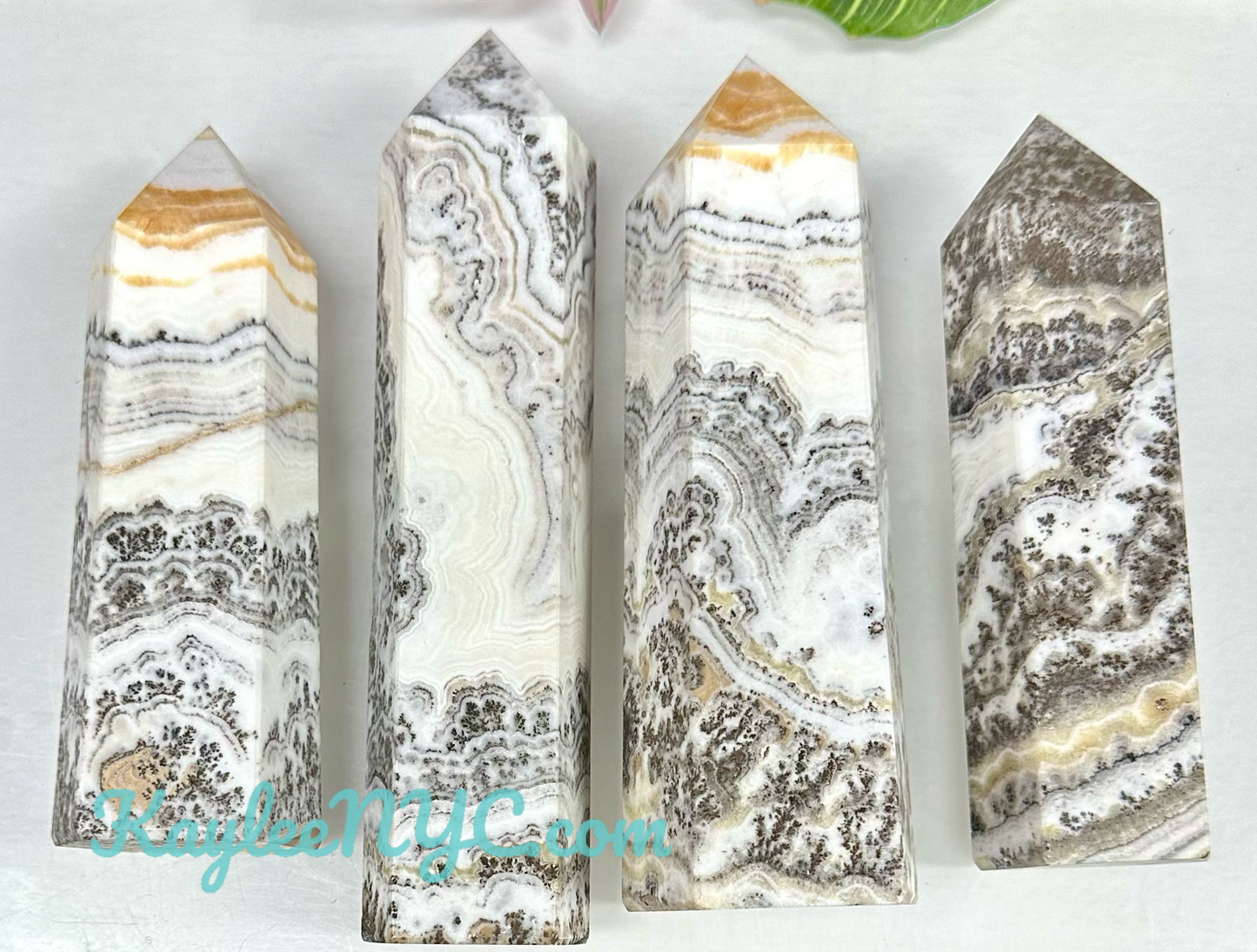 4 -5 PCs Large Natural Dendritic Banded Orange Calcite Obelisk Crystal Point