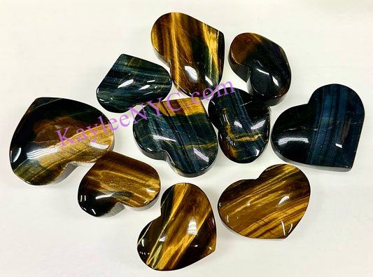 Wholesale Lot 1 Lb Natural Blue Tiger Eye Crystal Heart Healing Energy