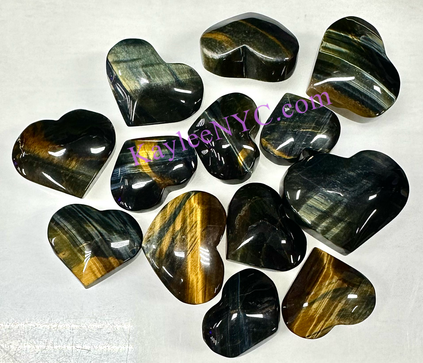 Wholesale Lot 1 Lb Natural Blue Tiger Eye Crystal Heart Healing Energy