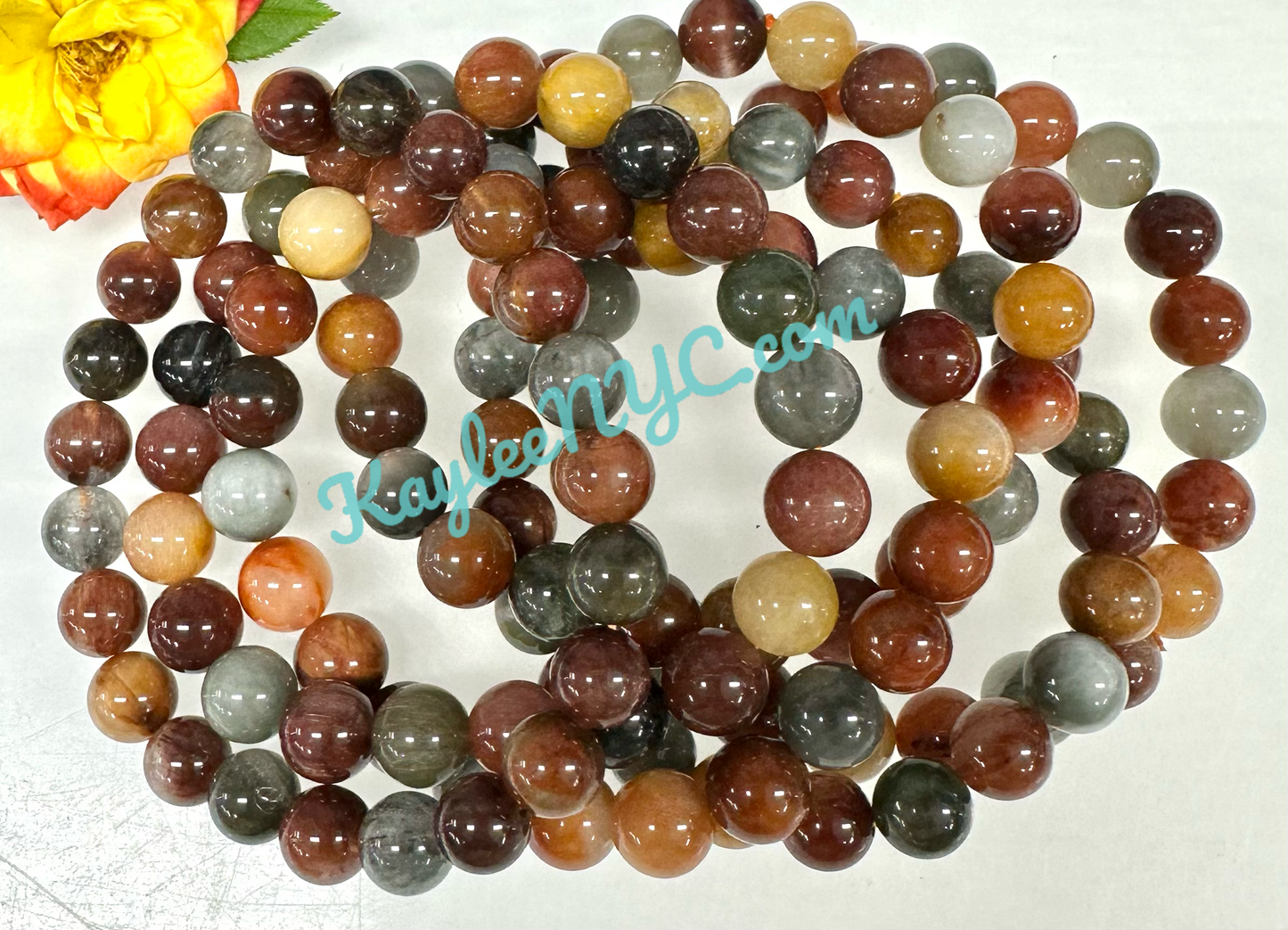 Wholesale 6 Pcs Natural Amphibole Quartz 8mm 7.5” Crystal Healing Stretch Bracelet