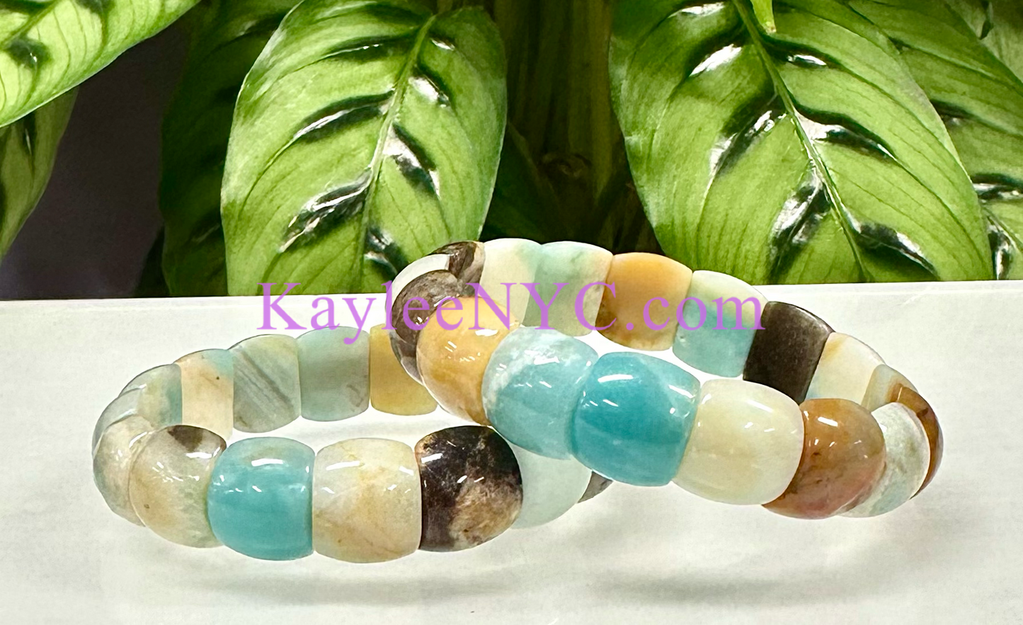 6 Pcs 15mm Natural Amazonite Stretch Bracelet 7.5” Crystal Healing Energy