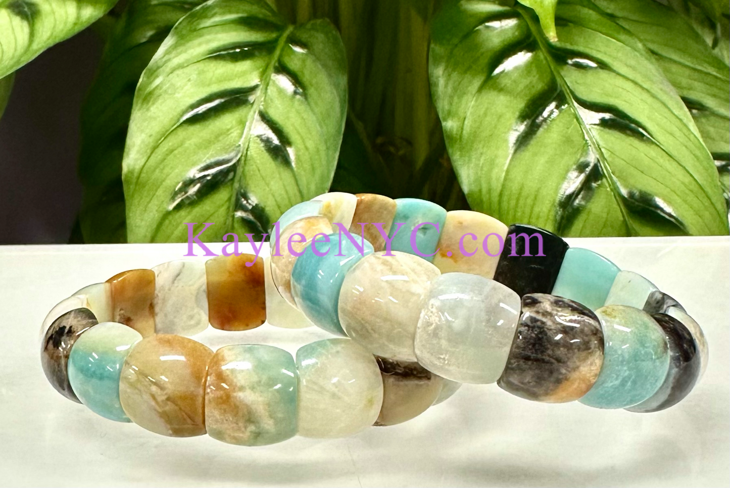 6 Pcs 15mm Natural Amazonite Stretch Bracelet 7.5” Crystal Healing Energy