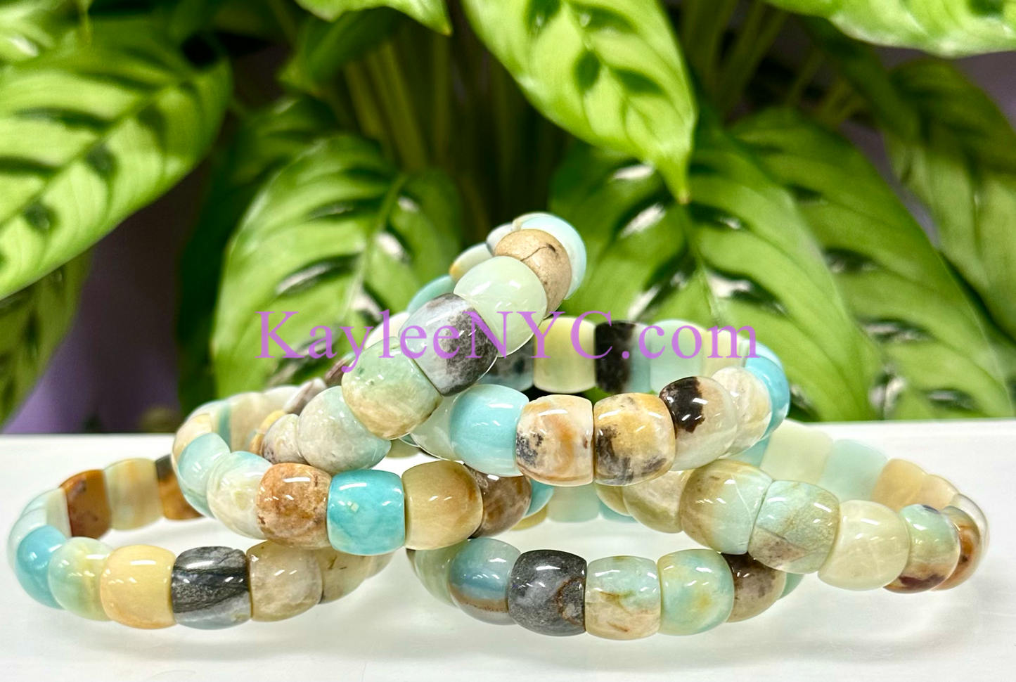 6 Pcs 15mm Natural Amazonite Stretch Bracelet 7.5” Crystal Healing Energy