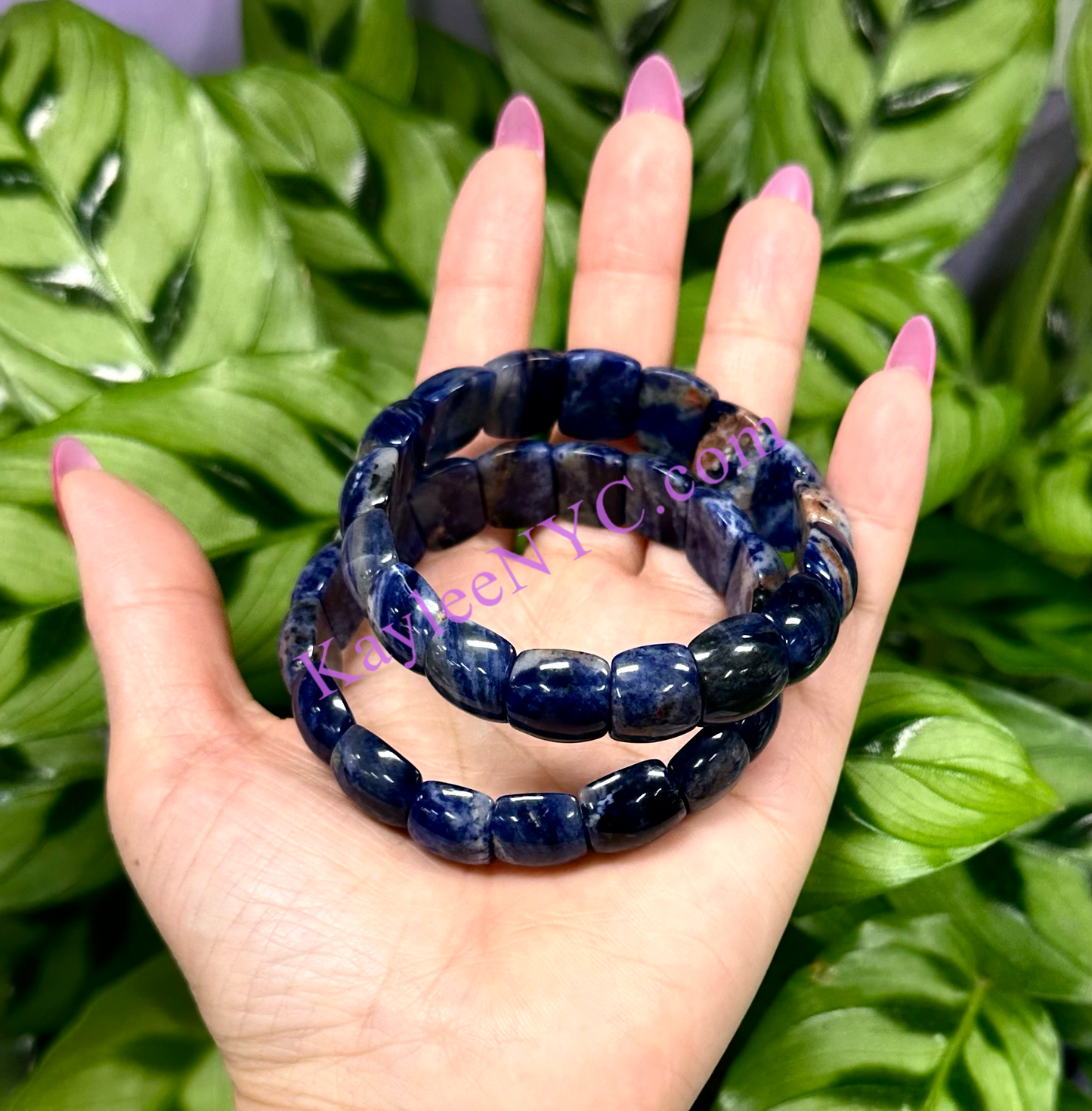 6 Pcs 15mm Natural Sodalite Stretch Bracelet 7.5” Crystal Healing Energy