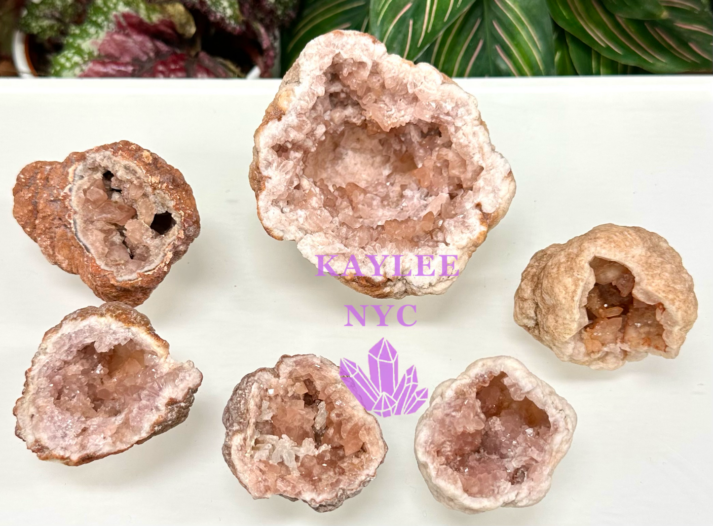 1 lb Natural Pink Amethyst Geode Crystal Raw