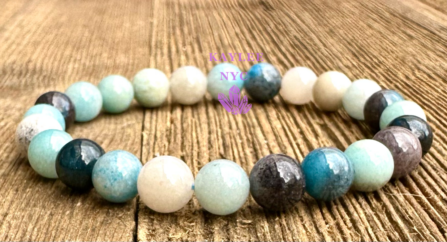 6 PCs Natural Trolleite 8mm 7.5” Stretch Bracelet