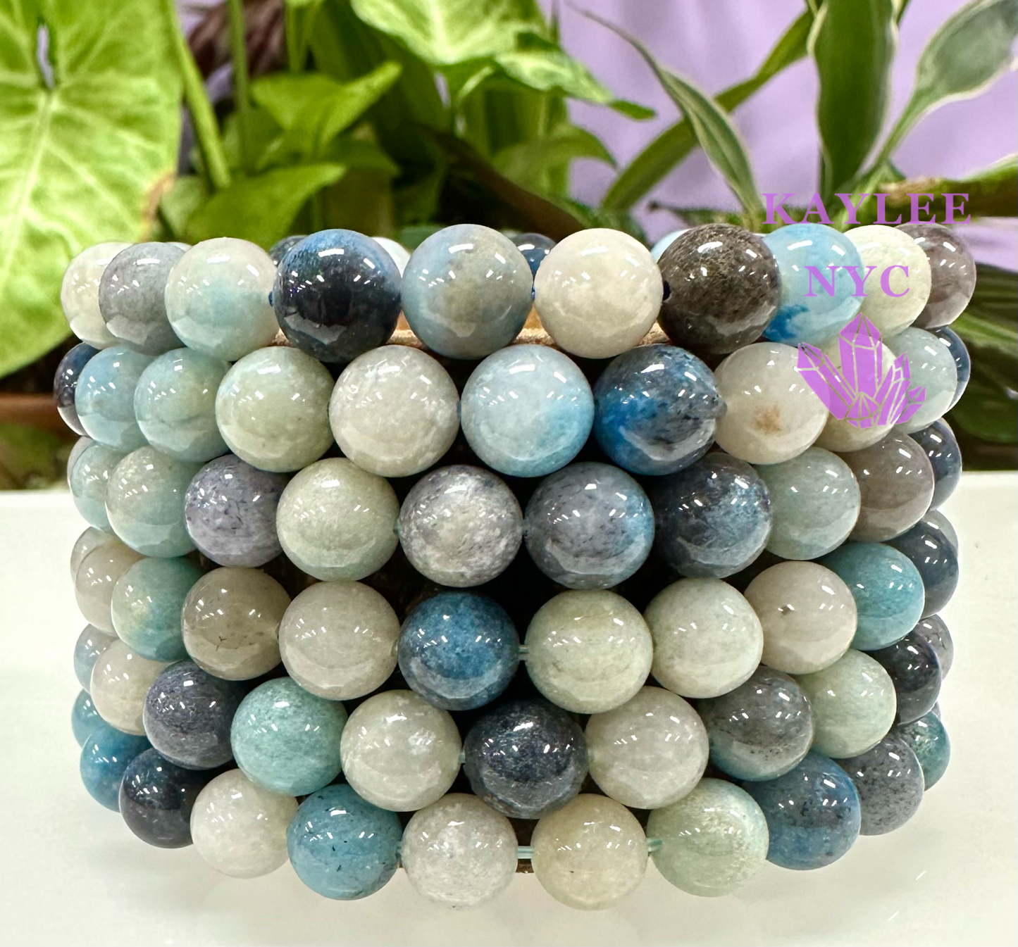 6 PCs Natural Trolleite 8mm 7.5” Stretch Bracelet