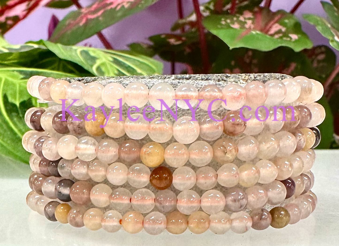 6pcs 4mm Natural Pink Aventurine Stretch Bracelet 7.5”